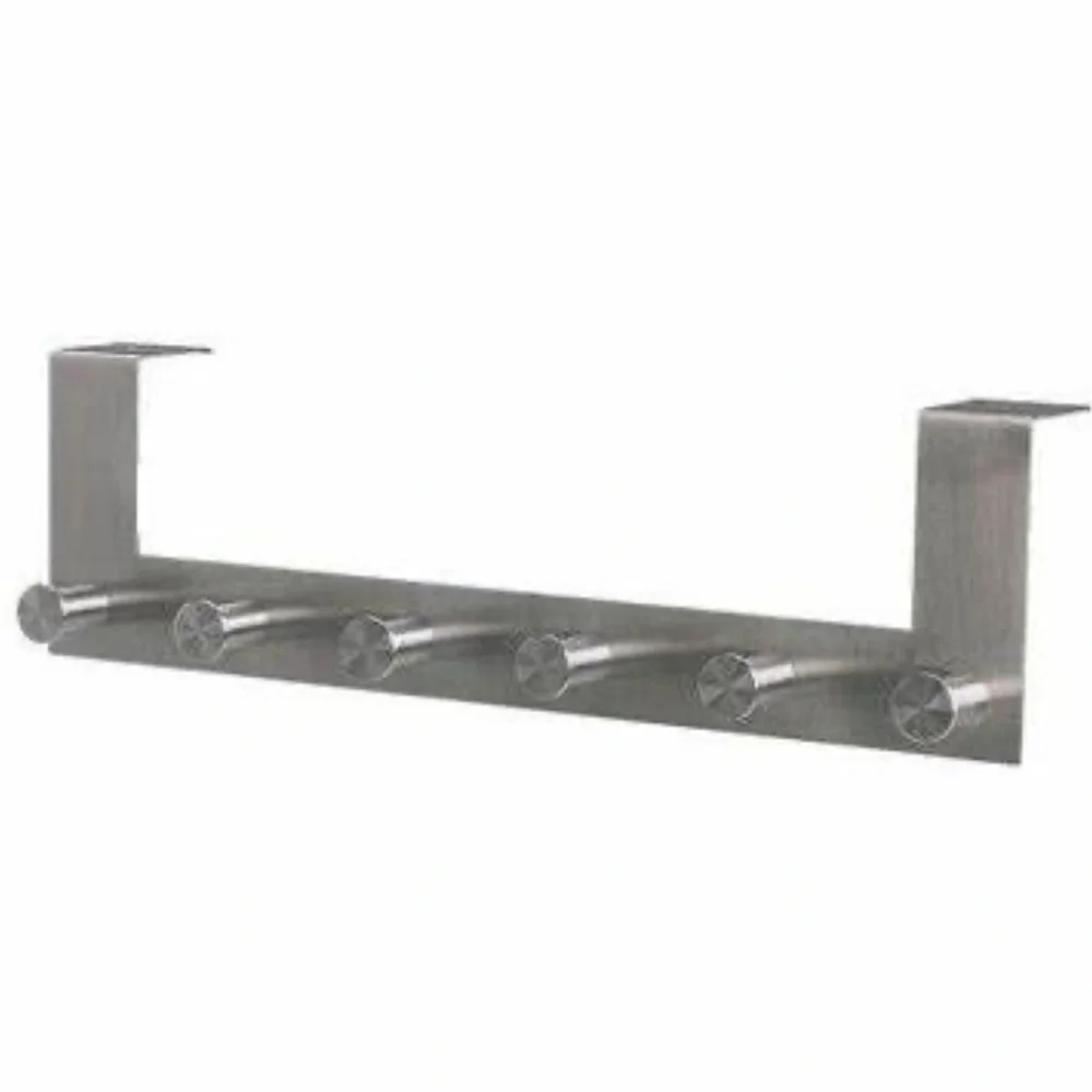 IKEA GRUNDTAL Stainless Steel Over-the-Door Hook Rack 6 Hooks Matte